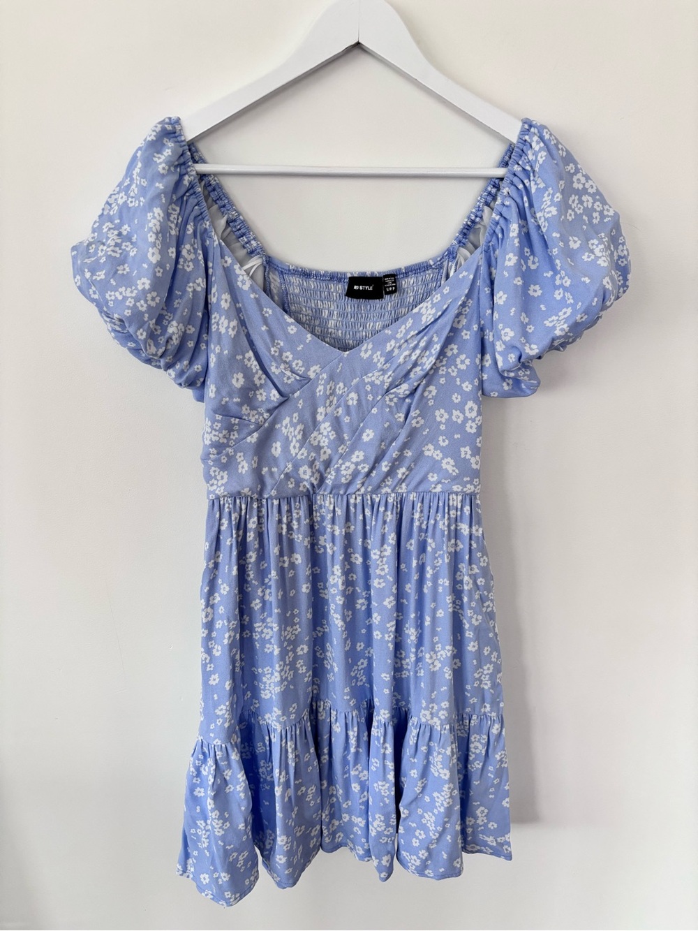 RD Style Light Blue and White Floral Dress Sz Small